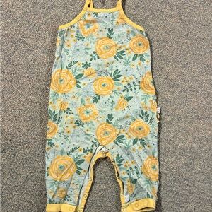 Ruffle Butts Yellow and Green Floral Romper